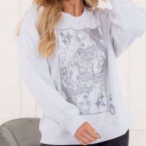Women's Graphic Sweatshirt - Light Gray